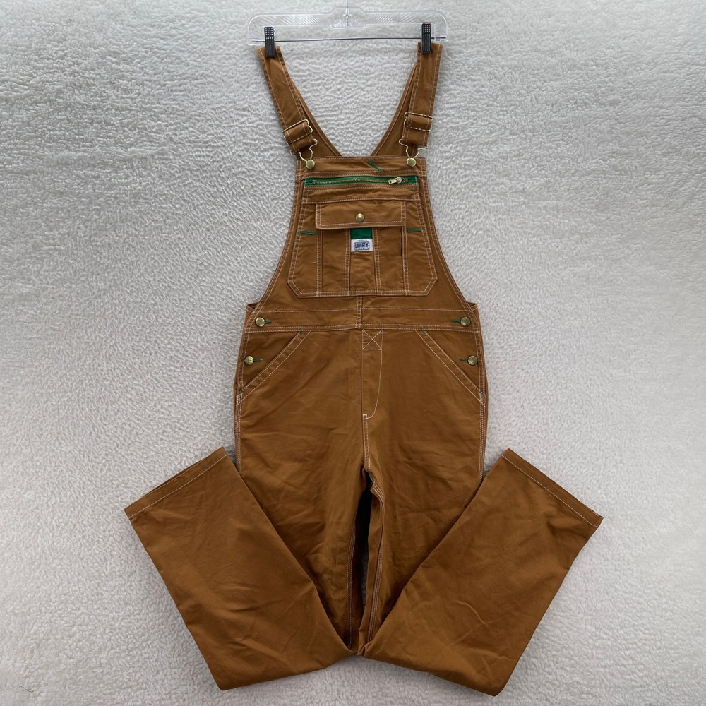 Liberty Overalls Mens Medium Brown Canvas Bibs Workwear Farm Outdoor